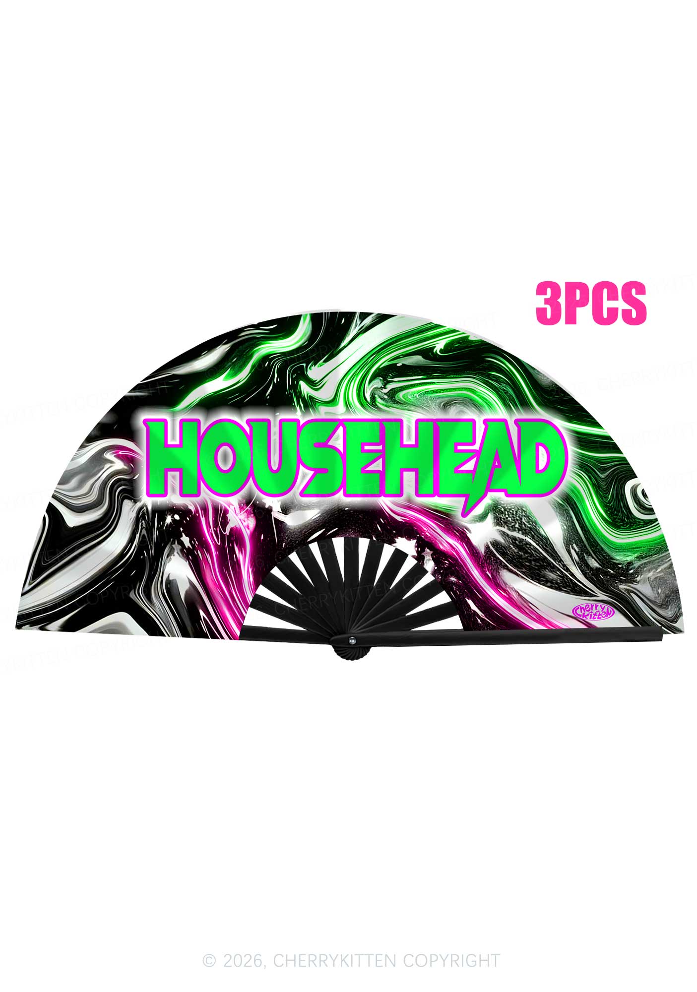 Liquid Wave Househead Y2K Rave Hand Fan Cherrykitten