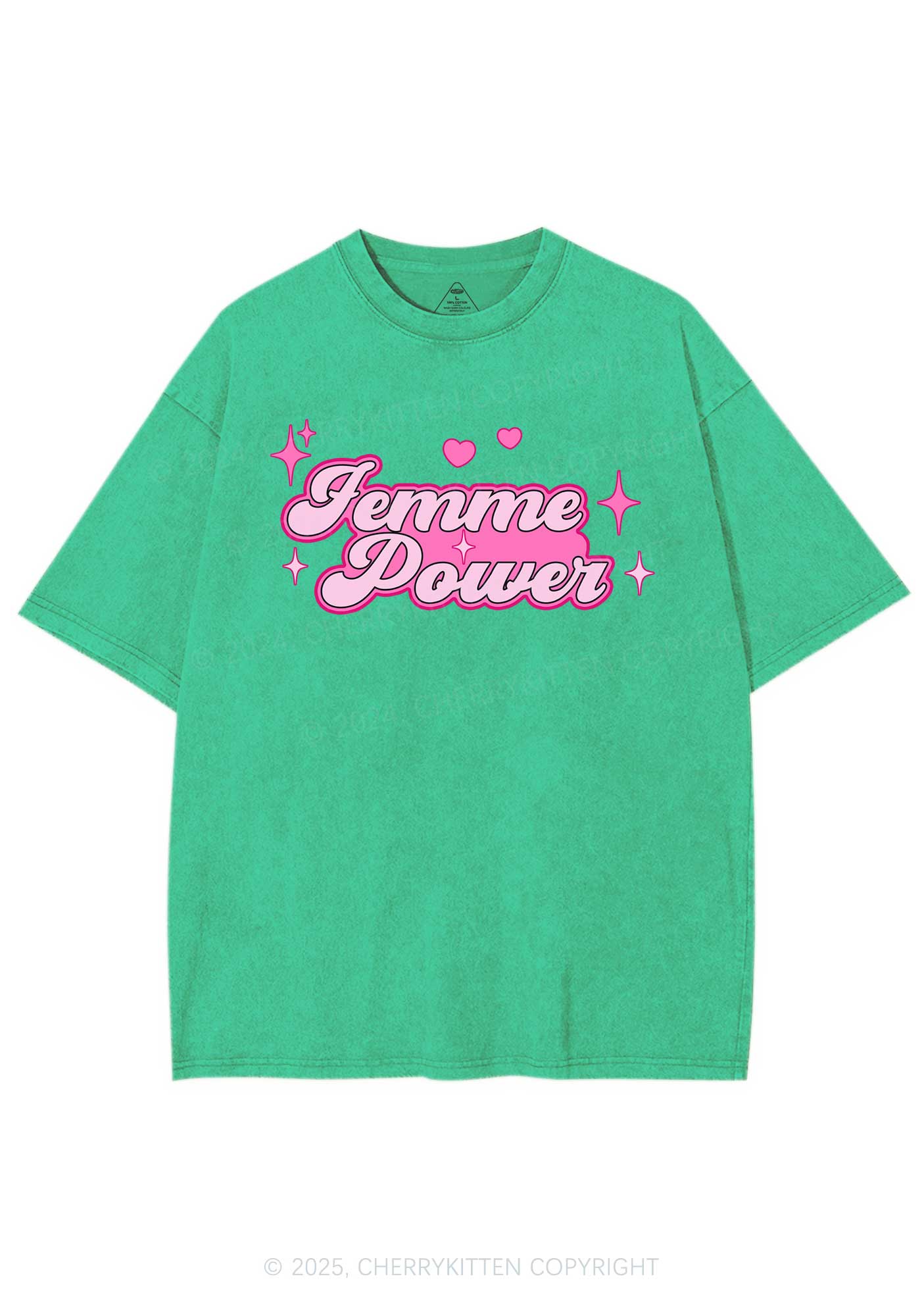 Femme Power Y2K Shirts Washed Tee Cherrykitten