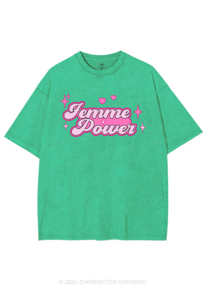 Femme Power Y2K Shirts Washed Tee Cherrykitten