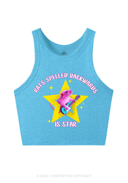 Rats Spelled Backwards Is Star Y2K Crop Tank Top Cherrykitten