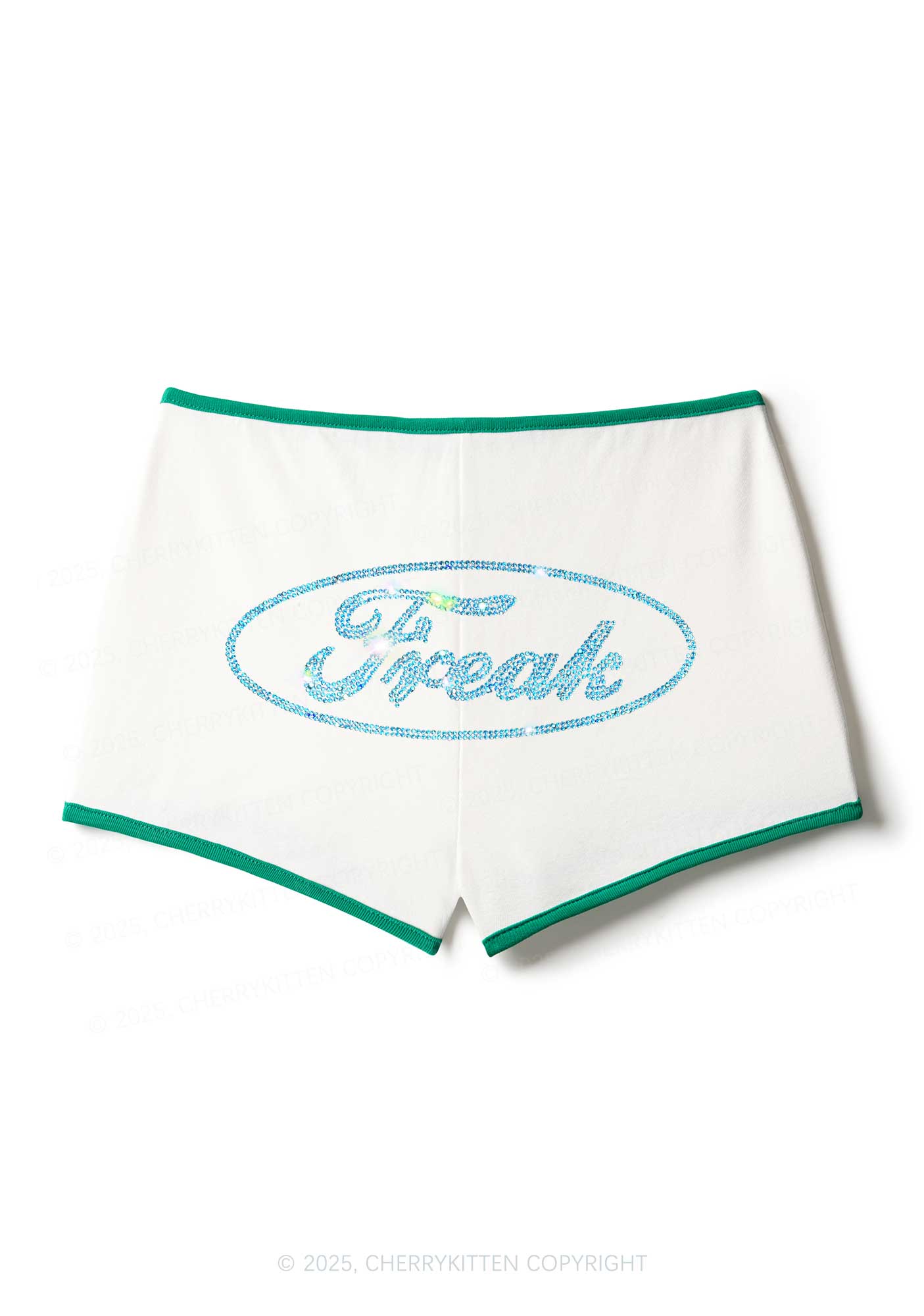 Rhinestone Oval Freak Y2K Booty Shorts Cherrykitten