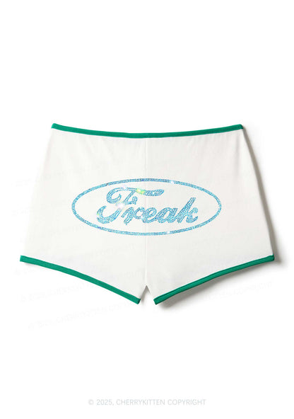 Rhinestone Oval Freak Y2K Booty Shorts Cherrykitten