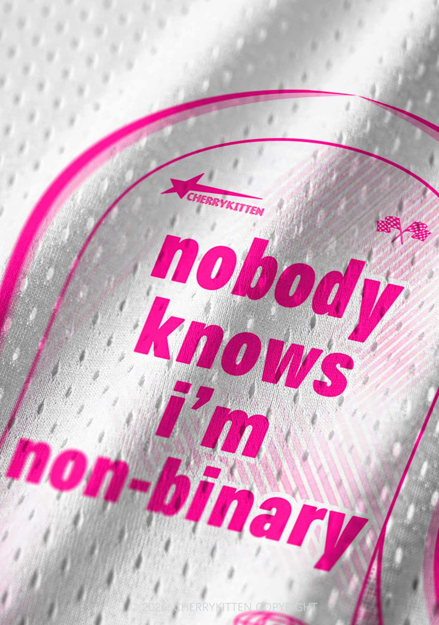 Nobody Knows Im Nonbinary Pride Y2K Sport Jersey Tank Cherrykitten