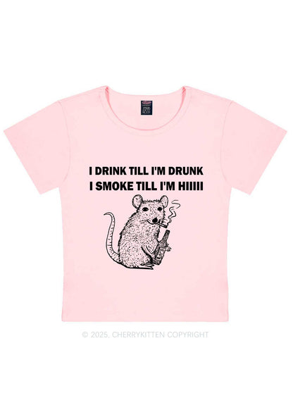 Drunk And Smoke Ratz Y2K Baby Tee Cherrykitten