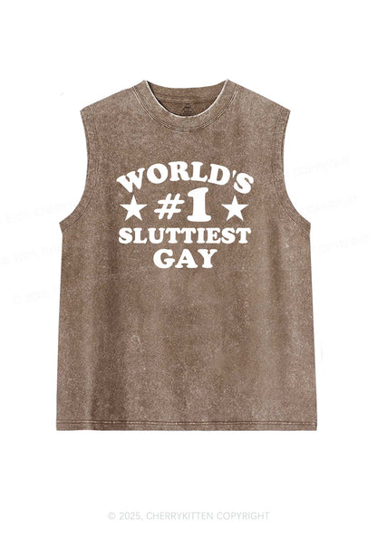 Worlds First Slxttiest Gay Pride Y2K Washed Muscle Tank Cherrykitten