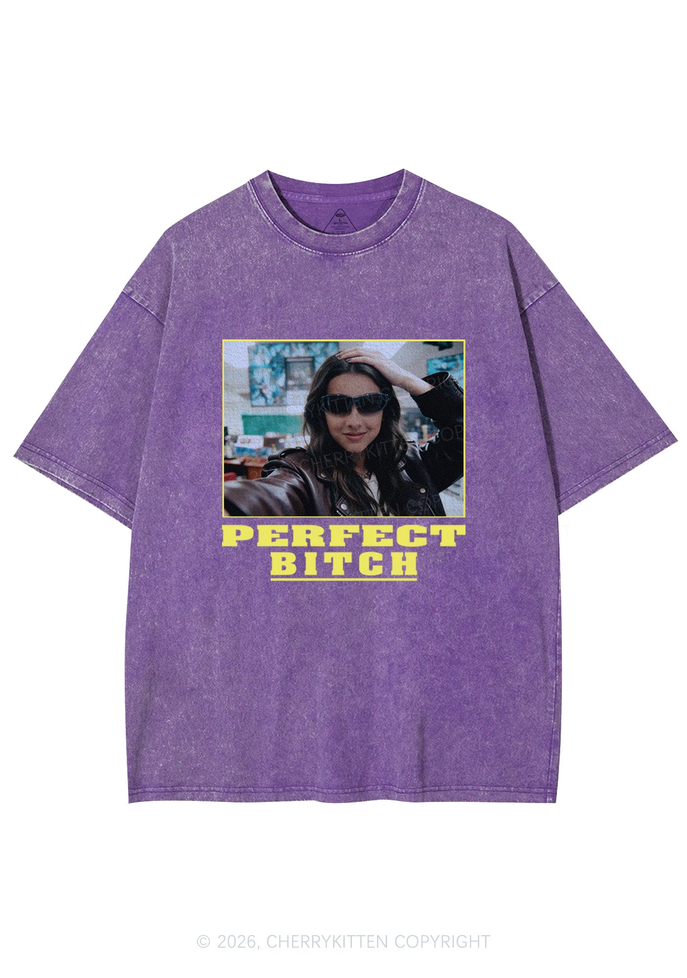 Custom Perfect Bxxch Y2K Shirts Washed Tee Cherrykitten