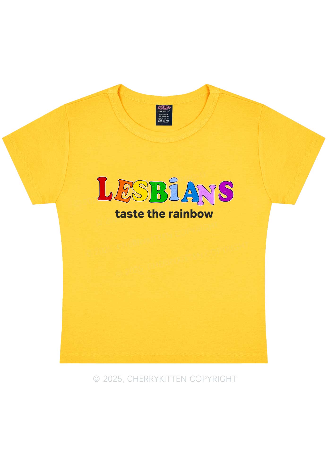 Lesbians Taste The Rainbow Y2K Baby Tee Cherrykitten