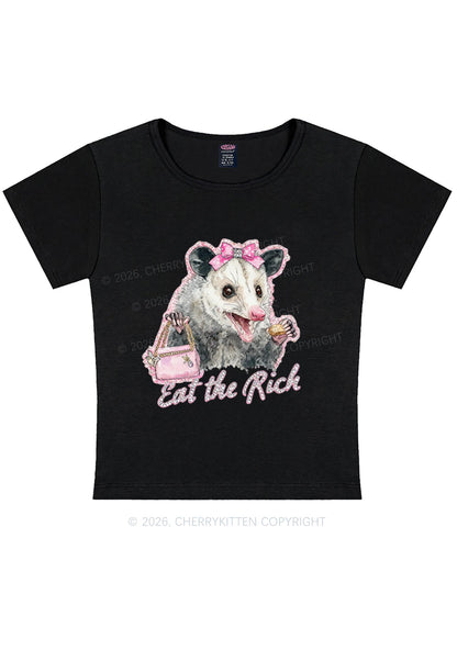 Eat The Rich Possum Y2K Baby Tee Cherrykitten