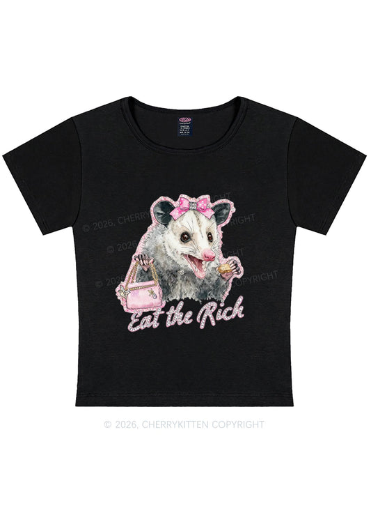 Eat The Rich Possum Y2K Baby Tee Cherrykitten