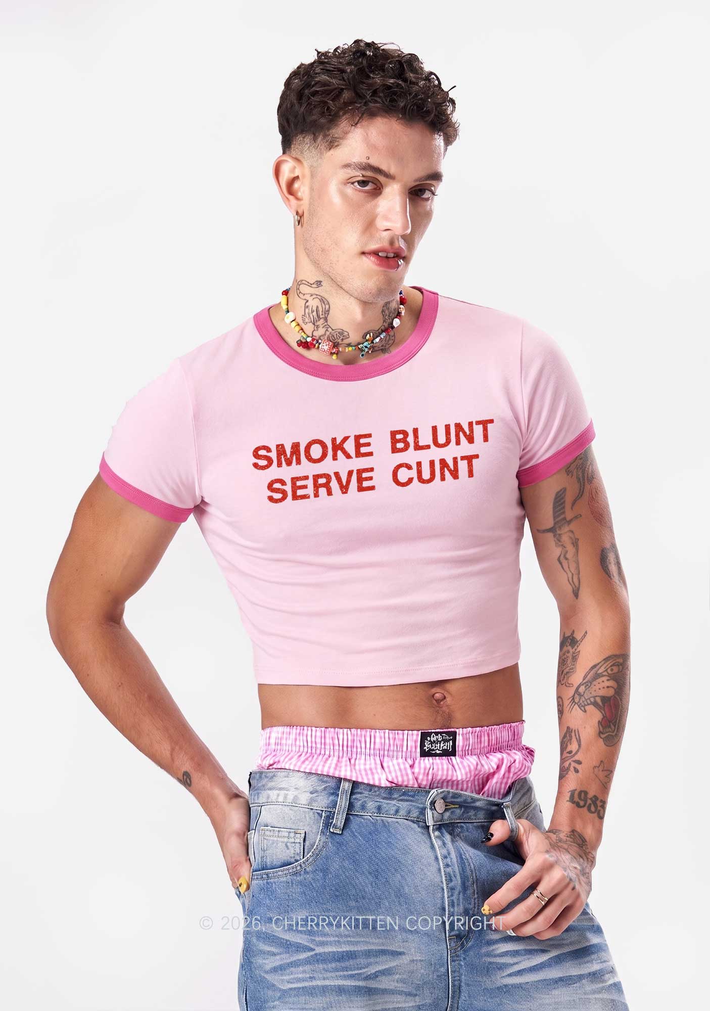 Smoke Blunt Y2K Ringer Tee Cherrykitten