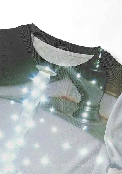 Starry Stream Y2K Mesh Crop Top Cherrykitten