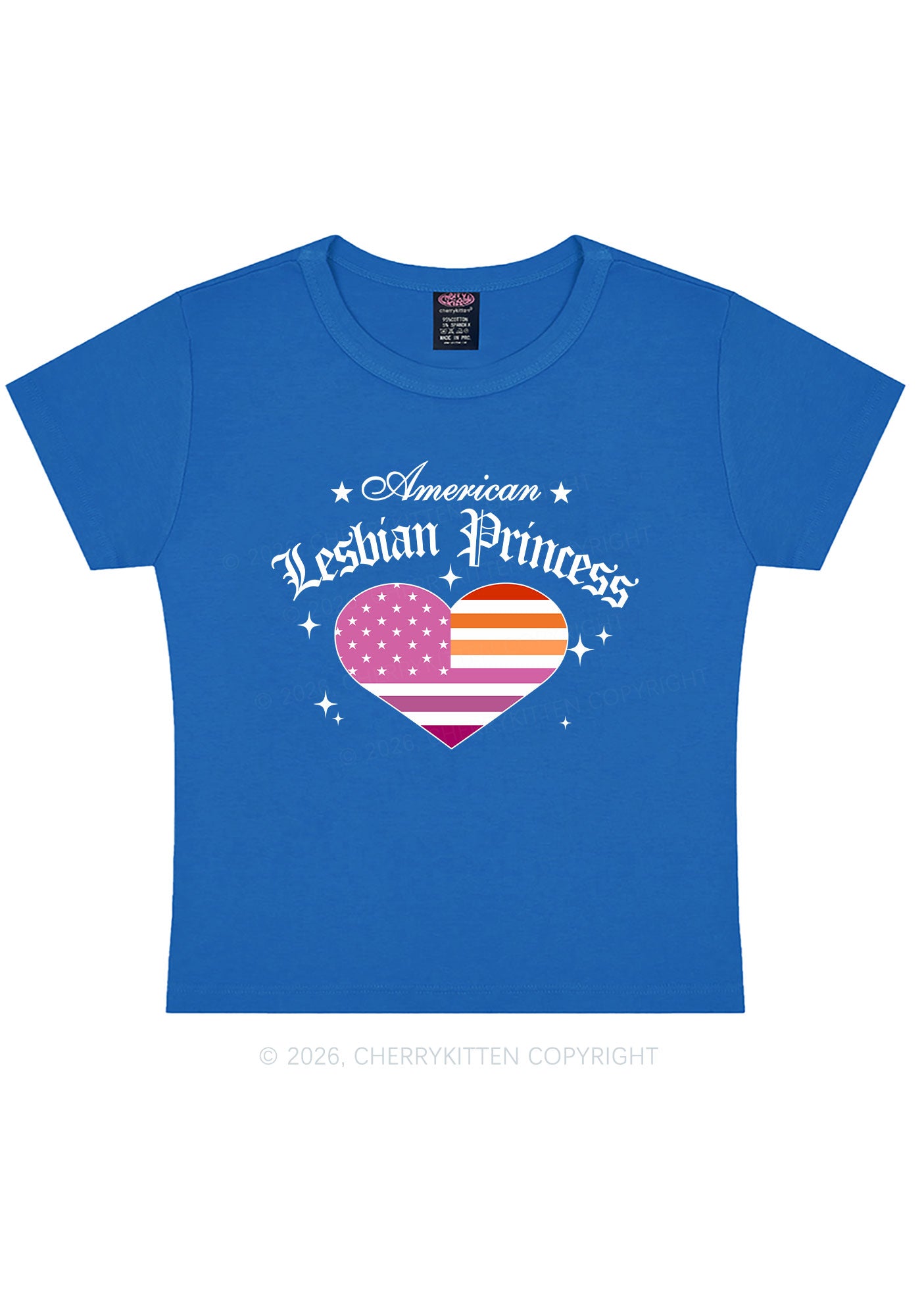 American Lesbian Princess Flag Pride Y2K Baby Tee Cherrykitten