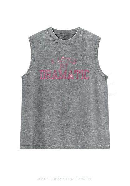 Rhinestone A Little Bit Dramatic Y2K Washed Muscle Tank Cherrykitten