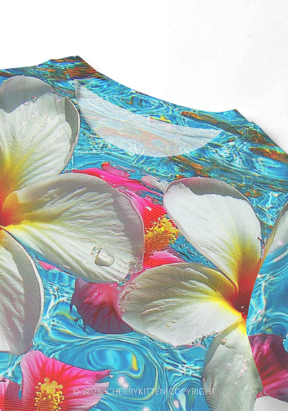 Blooming Floral Y2K Mesh Crop Top Cherrykitten