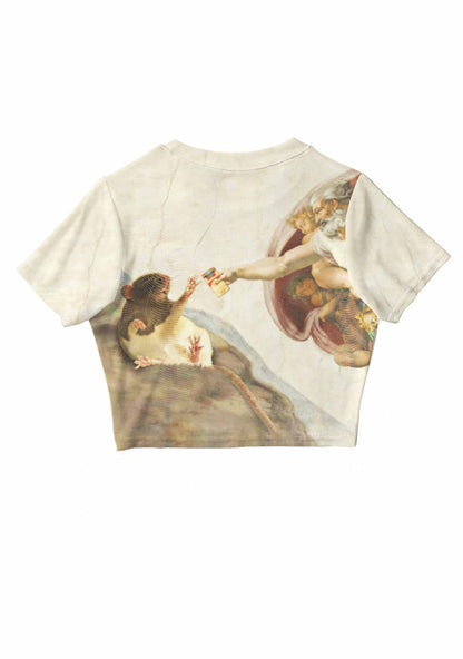 Creamy White Y2K Mesh Crop Top Cherrykitten