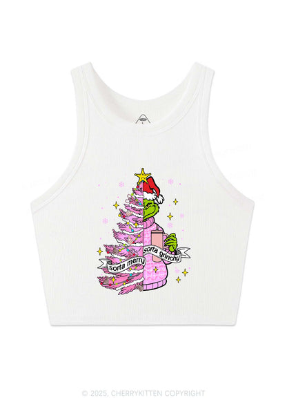 Christmas Sorta Merry Y2K Crop Tank Top Cherrykitten