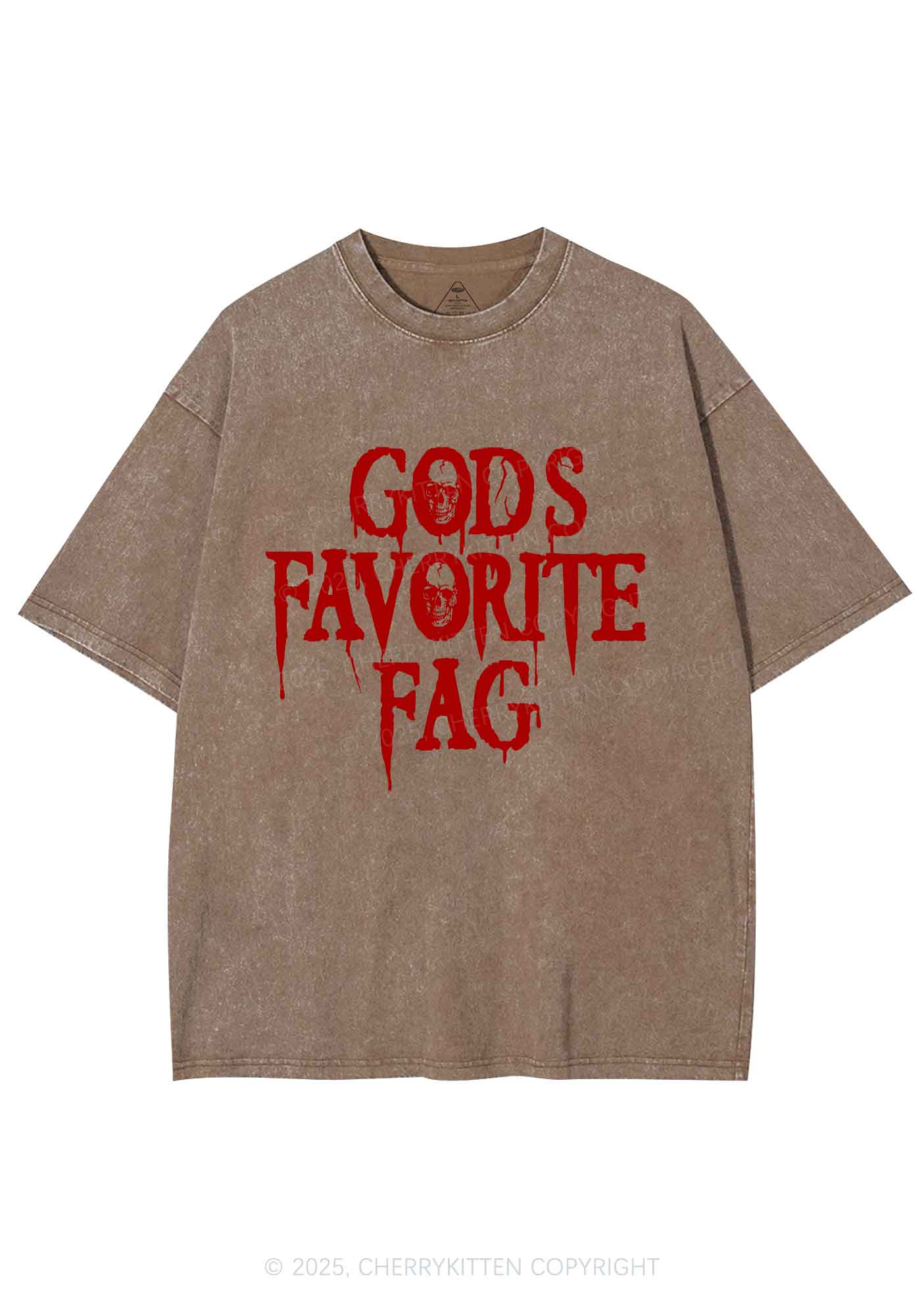 Halloween Gods Favorite Fag Pride Y2K Shirts Washed Tee Cherrykitten