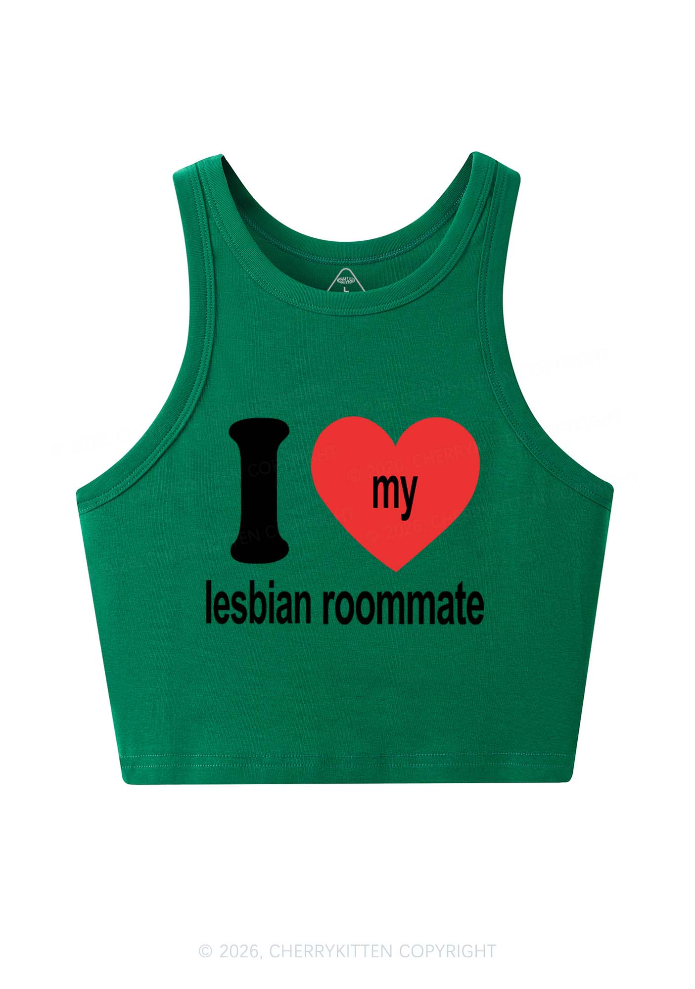 I Love My Lesbian Roommate Pride Y2K Crop Tank Top Cherrykitten