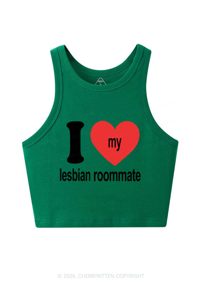 I Love My Lesbian Roommate Pride Y2K Crop Tank Top Cherrykitten