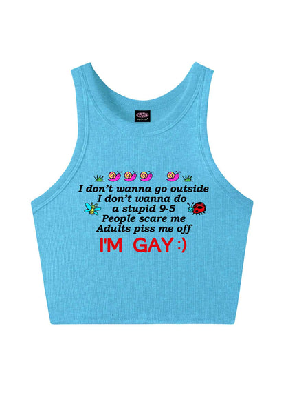 People Scare Me Im Gay Pride Y2K Crop Tank Top Cherrykitten