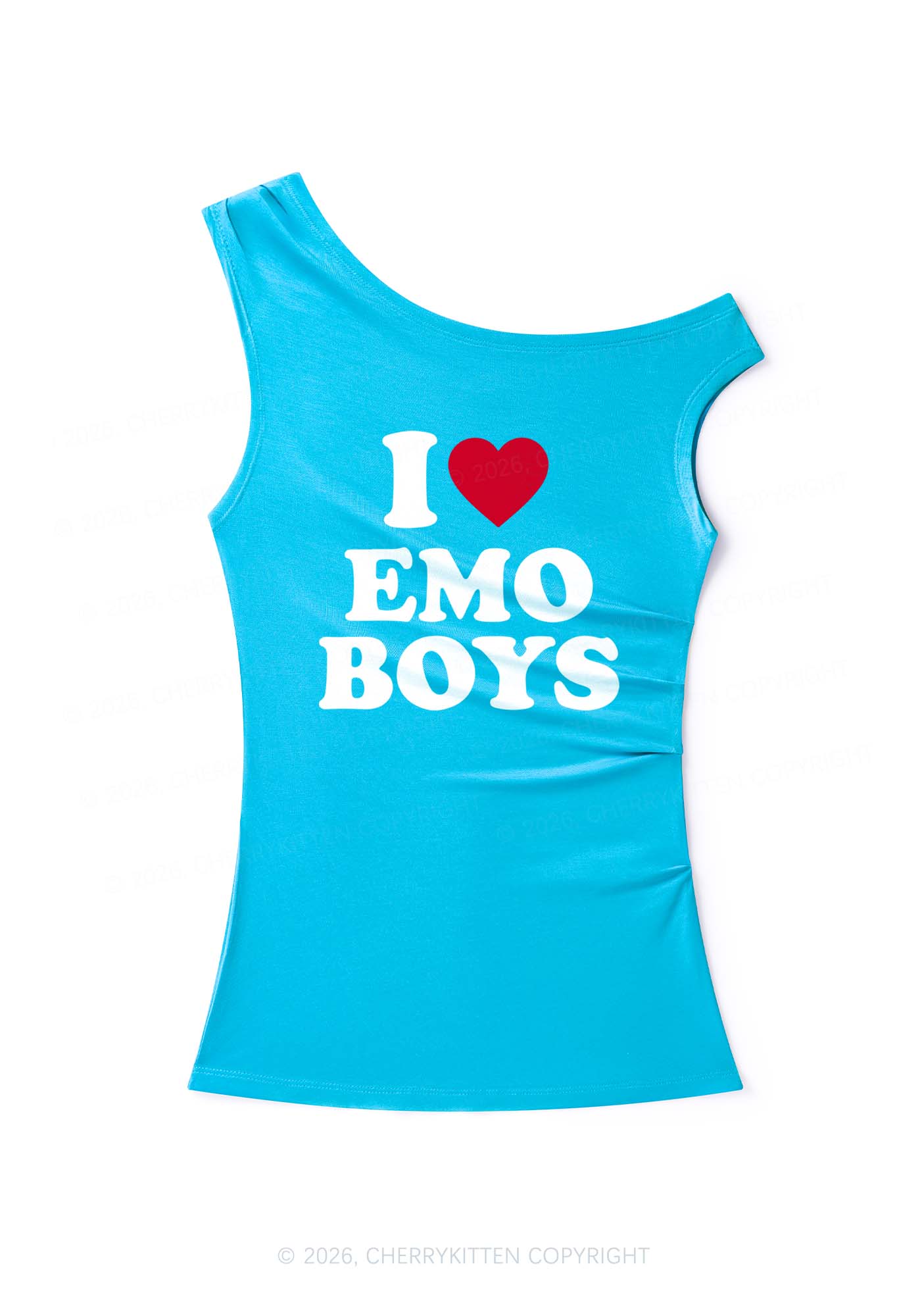I Love Emo Boys Y2K Off Shoulder Tank Top Cherrykitten