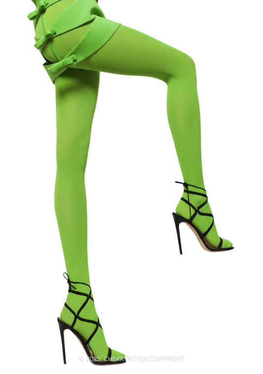 Fluorescent Green Y2K Tights Cherrykitten