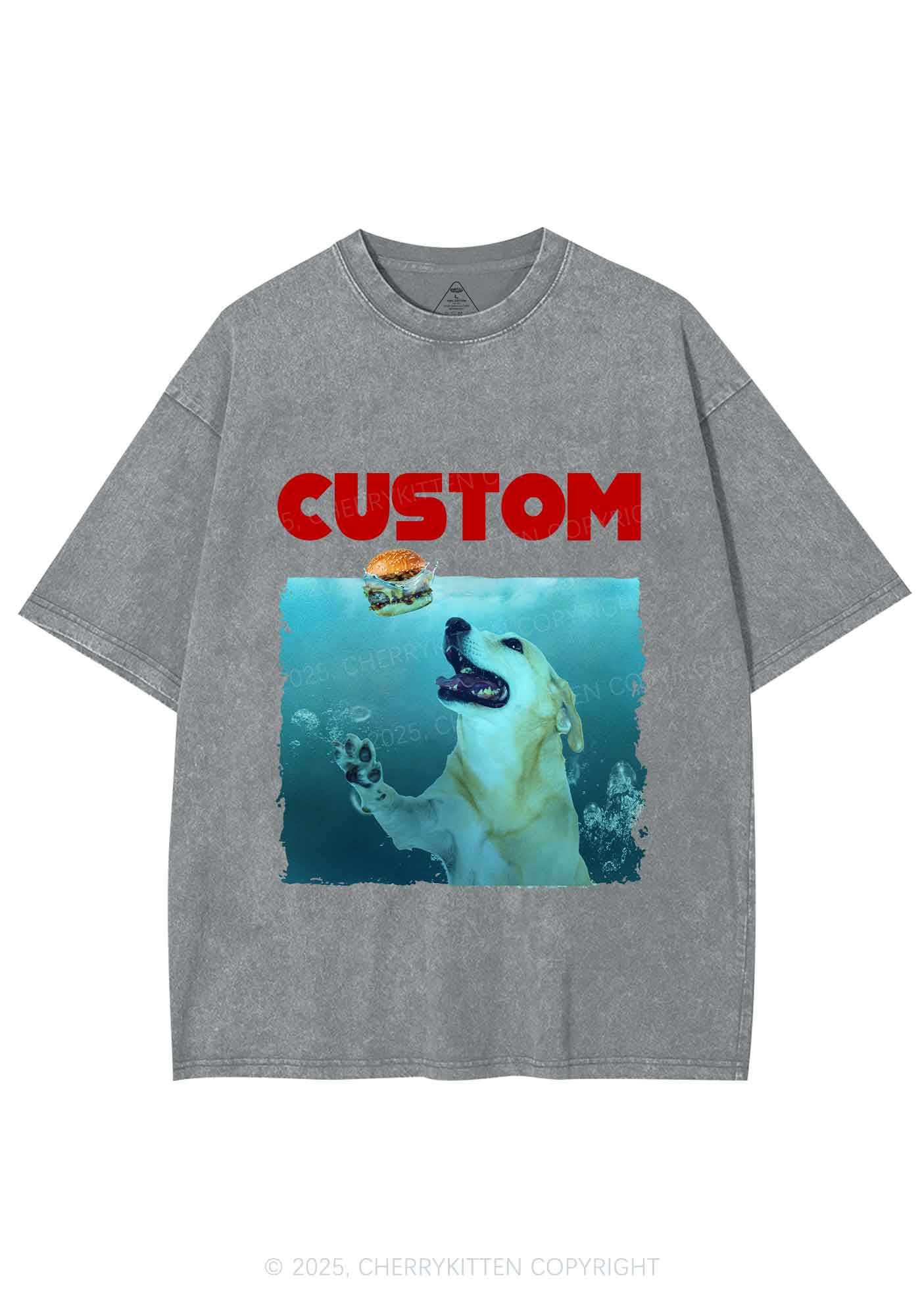 Custom Jowls Dog Y2K Shirts Washed Tee Cherrykitten