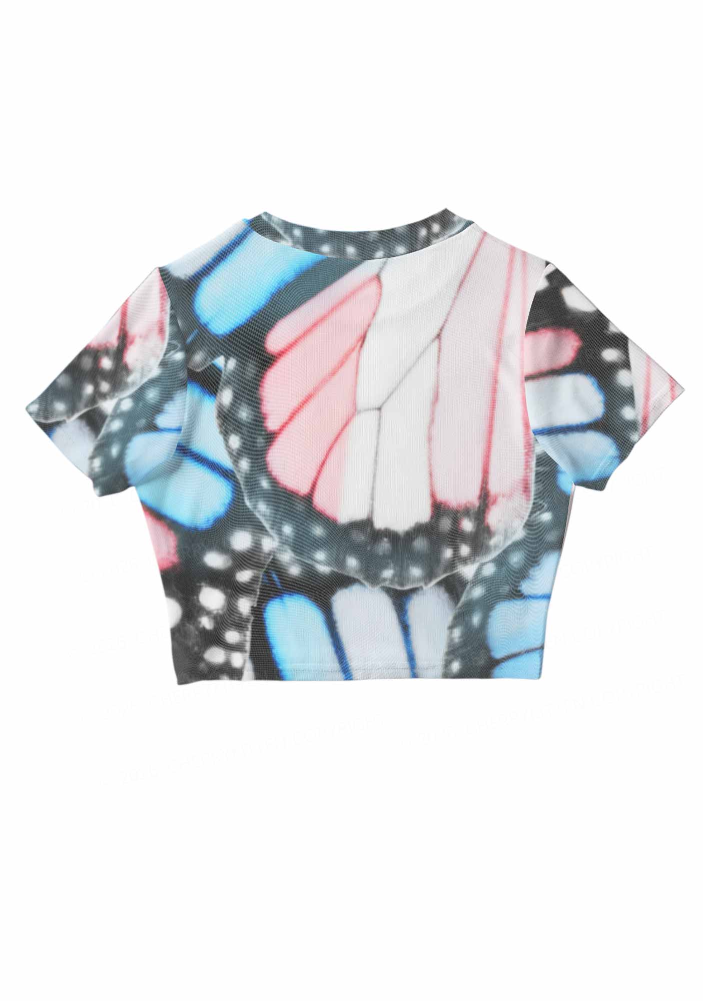 Trans Butterfly Wing Pride Y2K Mesh Crop Top Cherrykitten