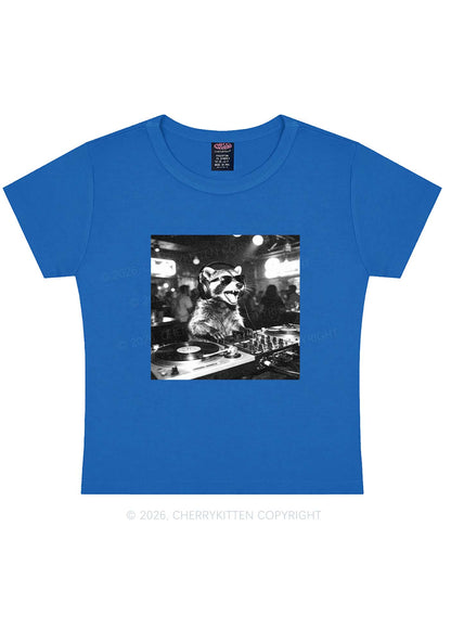 Vintage DJ Raccoon Y2K Baby Tee Cherrykitten