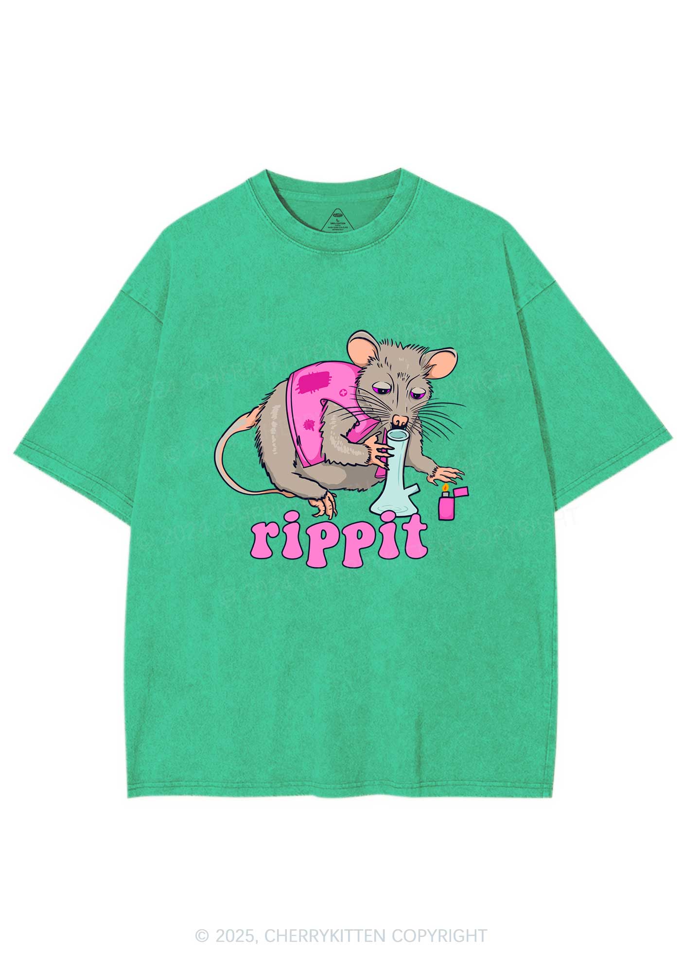 Rippit Rat Y2K Shirts Washed Tee Cherrykitten