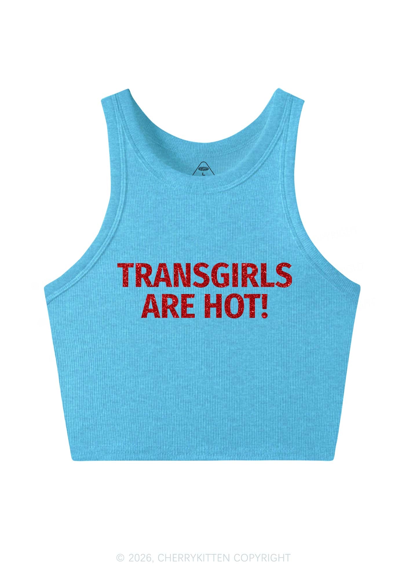 Glitter Transgirls Are Hot Pride Y2K Crop Tank Top Cherrykitten