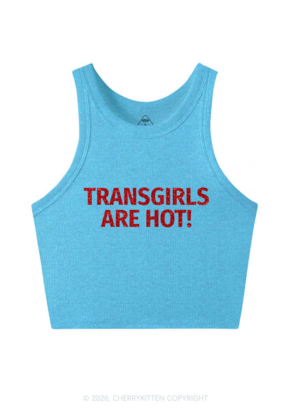 Glitter Transgirls Are Hot Pride Y2K Crop Tank Top Cherrykitten