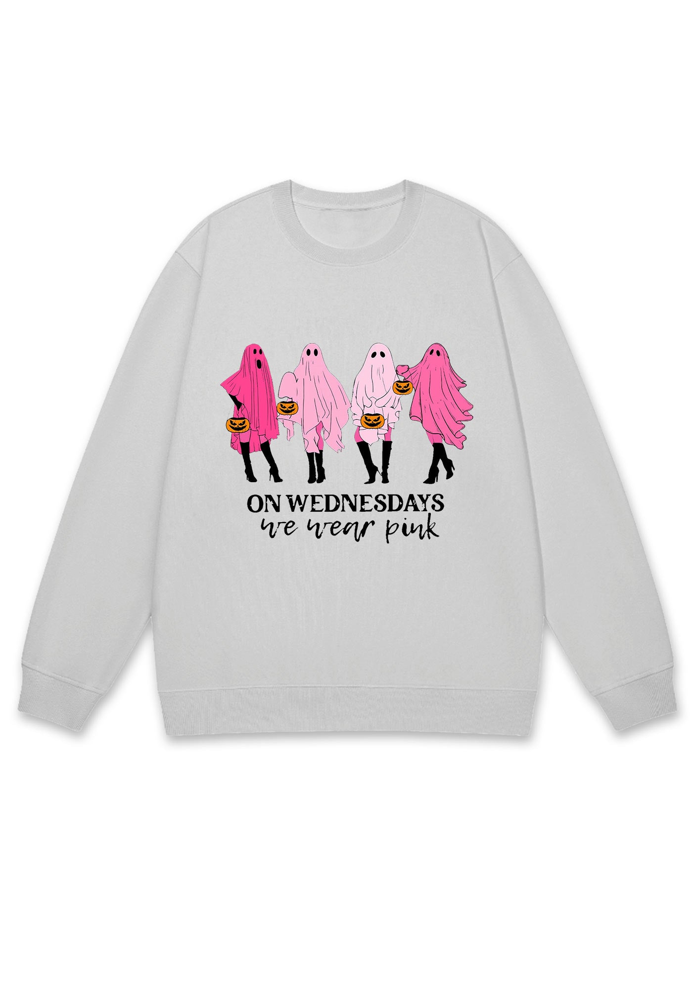 On Wednesday We Wear Pink Ghost Halloween Y2K Sweatshirt Cherrykitten