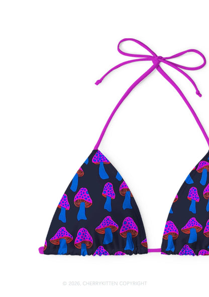 Blue Mushroom Y2K Print Bikini Set Cherrykitten