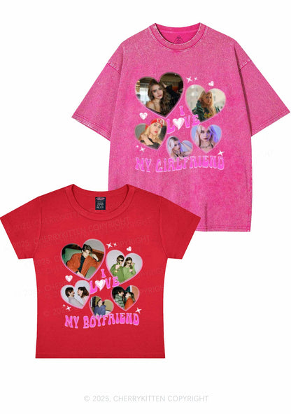 Custom My BF GF Photos Y2K Valentine's Day Couple Shirt Cherrykitten