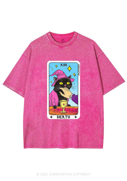 Halloween Death Black Cat Y2K Shirts Washed Tee Cherrykitten