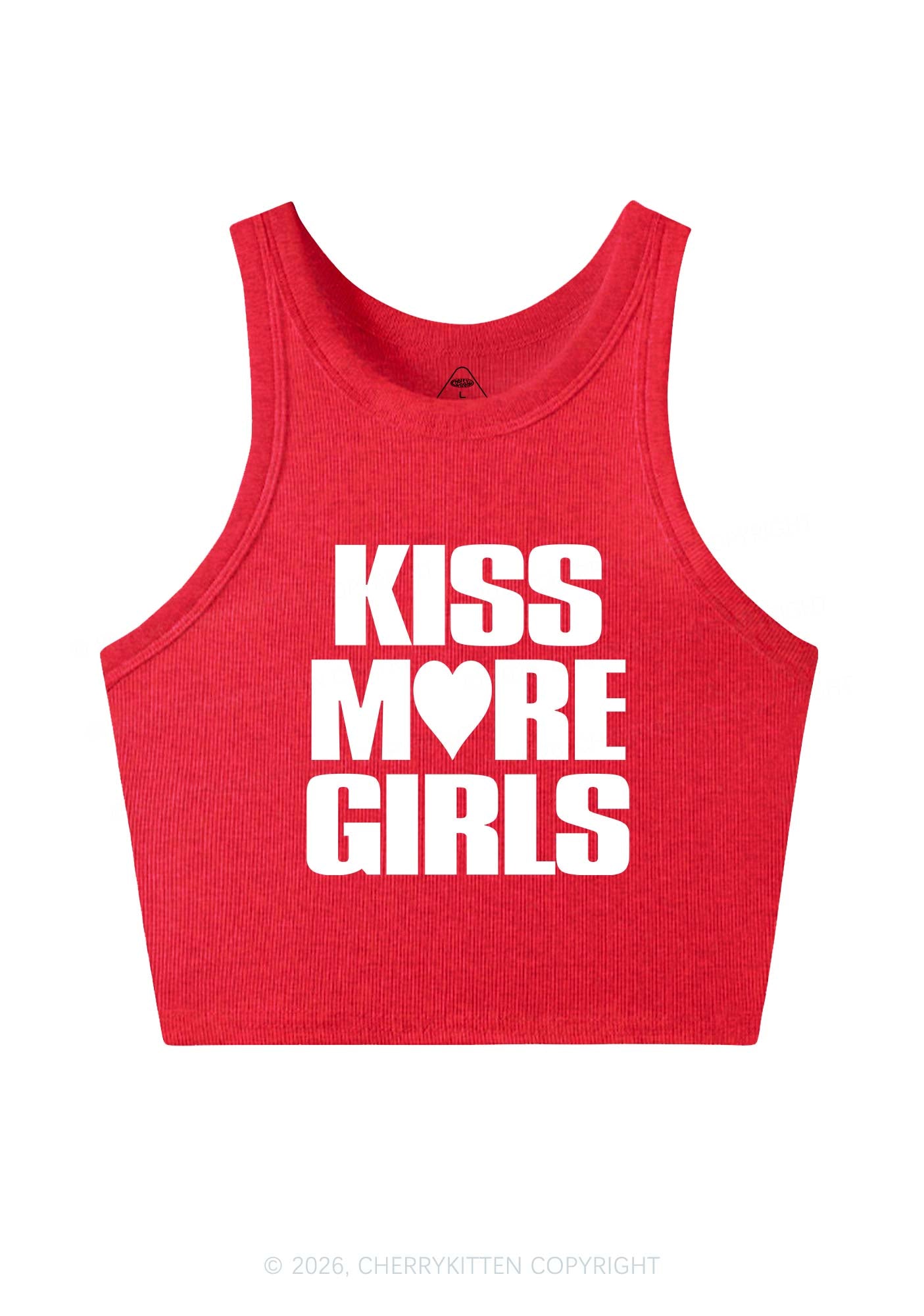 Kiss More Girls Heart Pride Y2K Crop Tank Top Cherrykitten