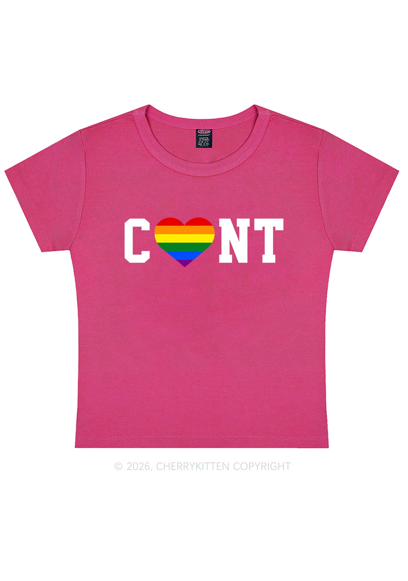 Rainbow Heart Cxxt Pride Y2K Baby Tee Cherrykitten