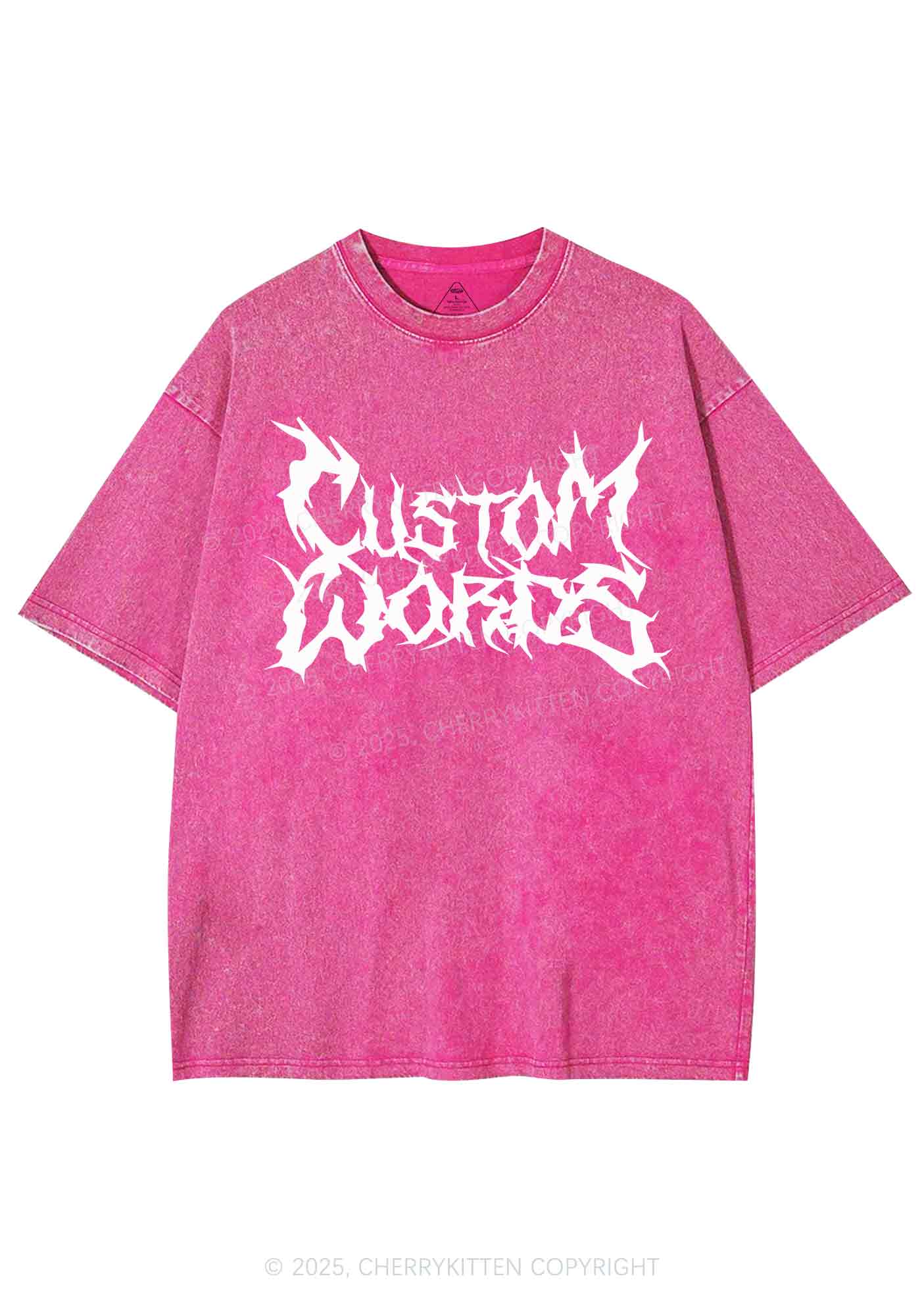 Custom Text Punk Font Y2K Shirts Washed Tee Cherrykitten