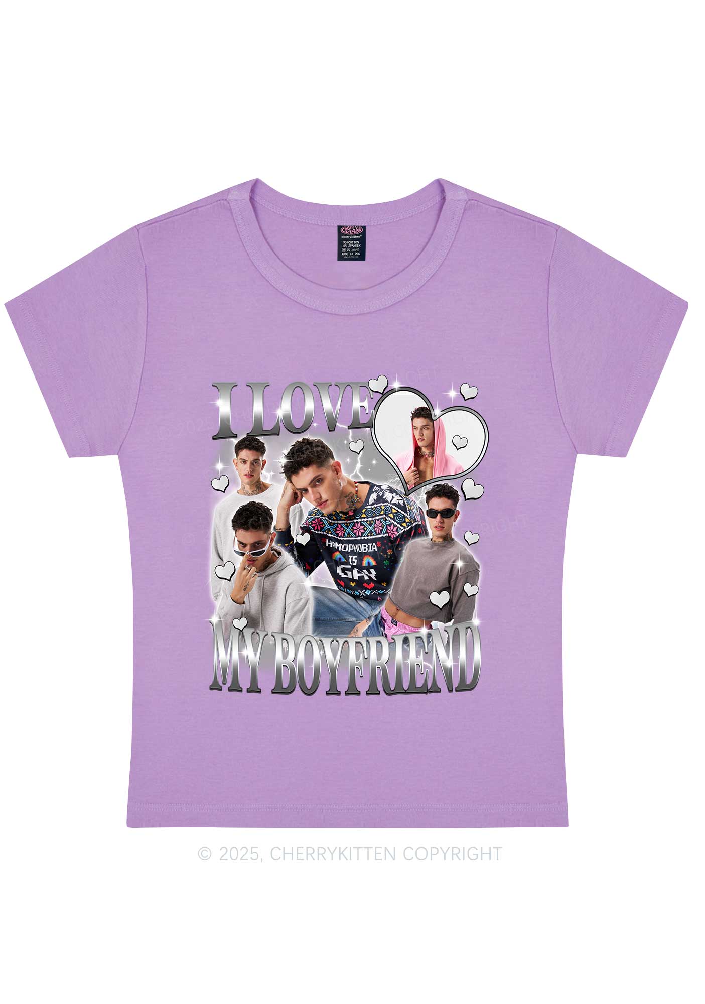 Custom Sparkly Heart I Love BF GF Y2K Baby Tee Cherrykitten