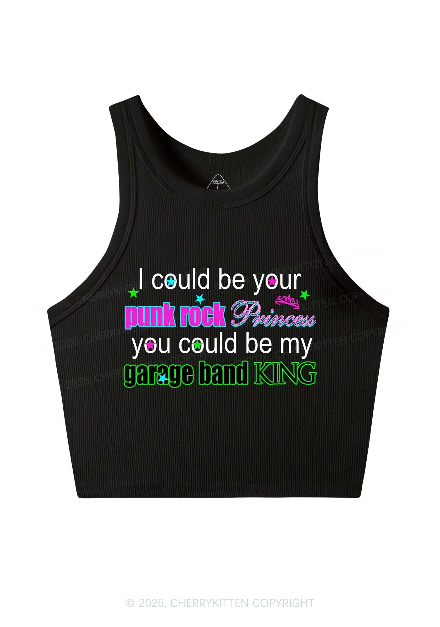 Punk Rock Princess Y2K Crop Tank Top Cherrykitten