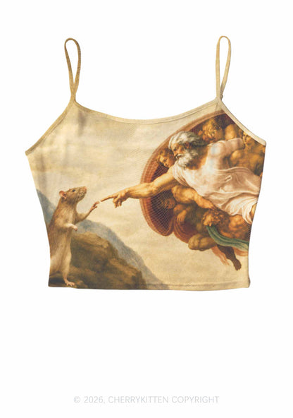 God Hand Touching Rat Y2K Mesh Cami Tank Cherrykitten