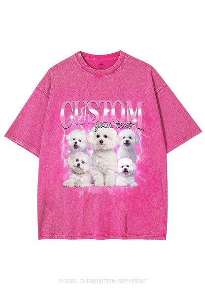 Custom Cute Puppy Photo Y2K Shirts Washed Tee Cherrykitten