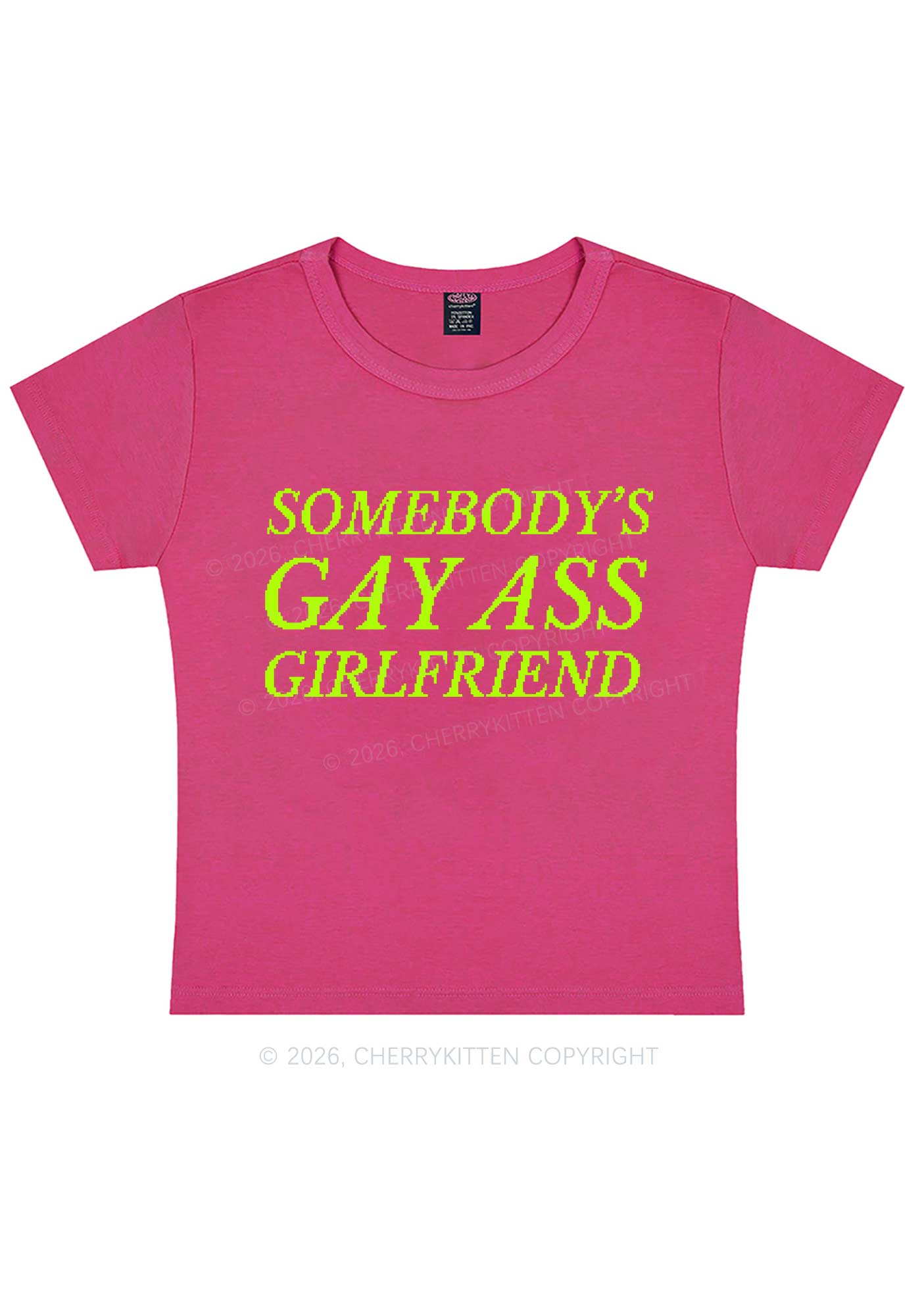Somebodys Gay Axx Girlfriend Pride Y2K Baby Tee Cherrykitten