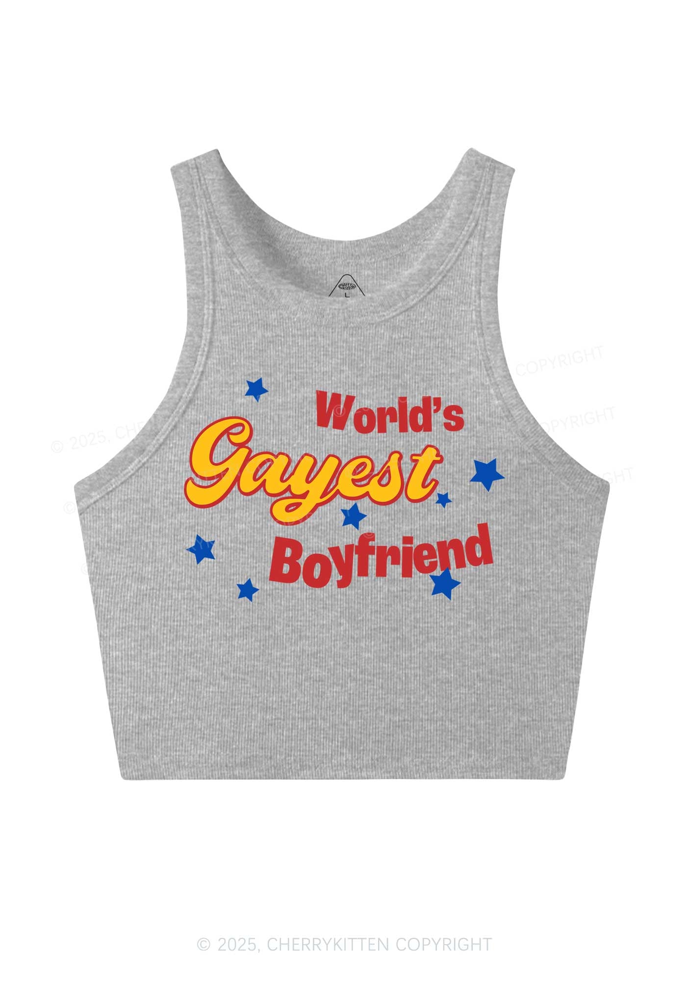 Worlds Gayest Boyfriend Pride Y2K Crop Tank Top Cherrykitten