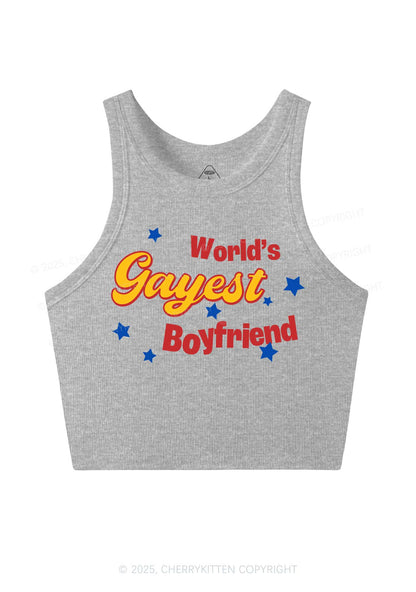 Worlds Gayest Boyfriend Pride Y2K Crop Tank Top Cherrykitten