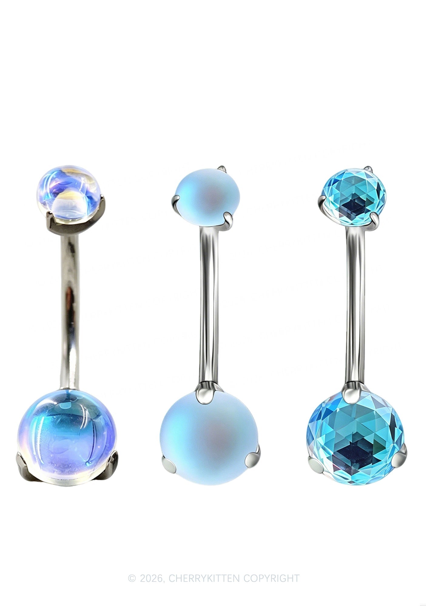 1pc Titanium Moonstone Y2K Navel Piercing Cherrykitten