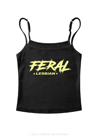 Feral Lesbian Pride Y2K Spaghetti Strap Cami Cherrykitten