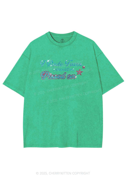 Rhinestone I Rode Faces Y2K Shirts Washed Tee Cherrykitten