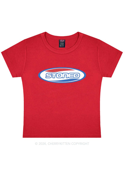 Stoned Slogan Y2K Baby Tee Cherrykitten
